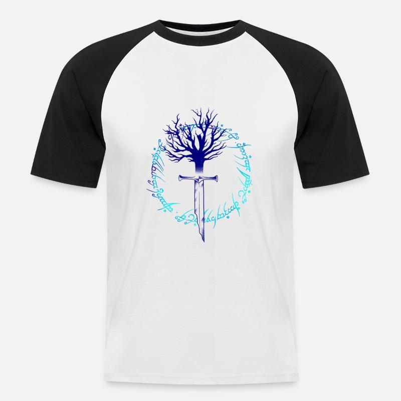 Elven Blade Dotwork Kunst - Männer Baseball-T-Shirt - Weiß/Schwarz