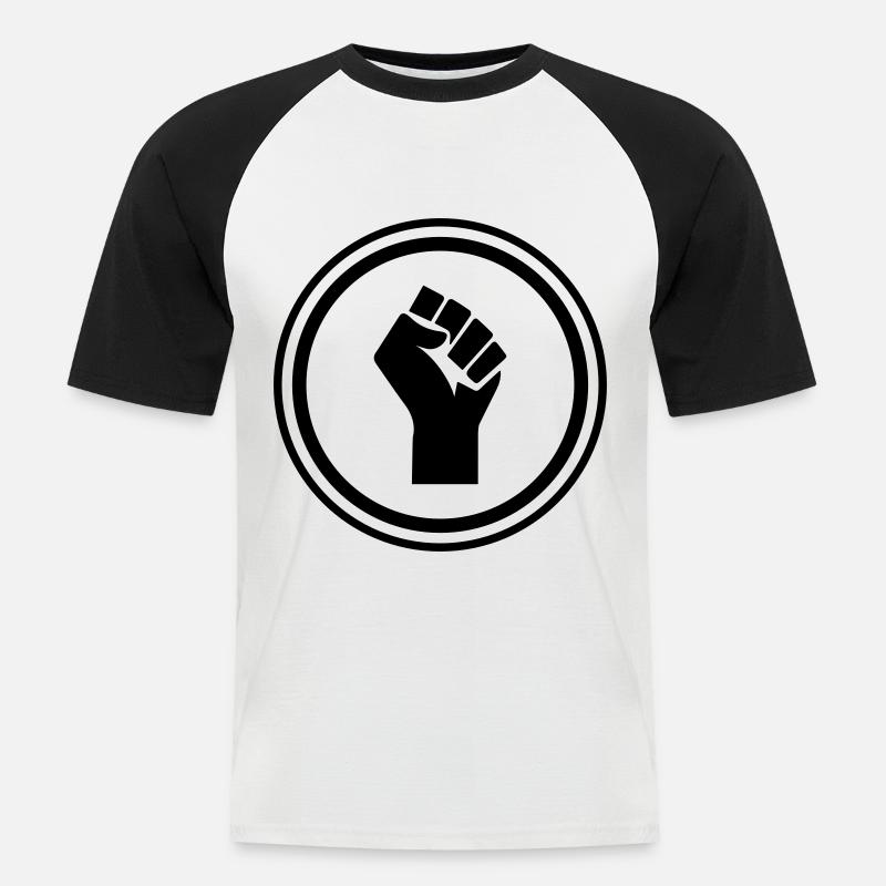 Hand Faust - Männer Baseball-T-Shirt - Weiß/Schwarz