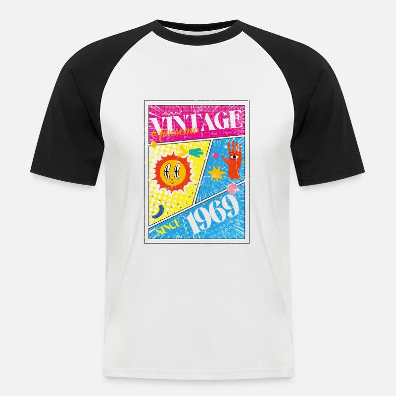 Millésime 1969 - T-shirt baseball manches courtes Homme - blanc/noir