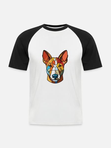 Bullterrier-Hunderasse Aquarell-Illustration - Männer Baseball-T-Shirt - Weiß/Schwarz