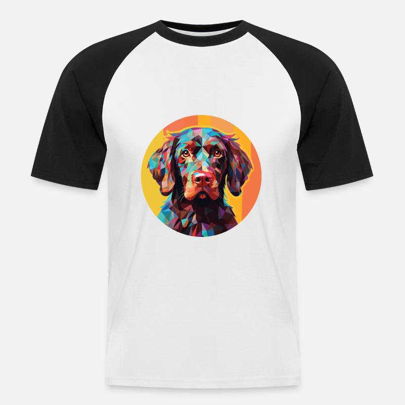 Pudelpointer Hunderasse Aquarell Illustration - Männer Baseball-T-Shirt - Weiß/Schwarz