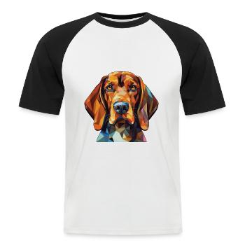 Amerikanisch Englisch Coonhound Hunderasse Aquarell - Männer Baseball-T-Shirt - Weiß/Schwarz - Vorne - Nik (191cm)