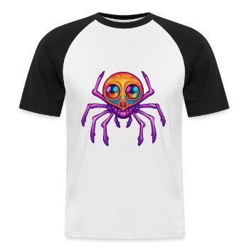 Spinne buntes Aquarell Cartoon Kawaii Tier - Männer Baseball-T-Shirt - Weiß/Schwarz - Vorne - Nik (191cm)