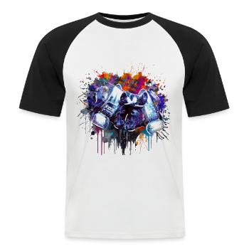 Kampfkuh, Schweizer Walliser Herdenskuh - Männer Baseball-T-Shirt - Weiß/Schwarz - Vorne - Nik (191cm)