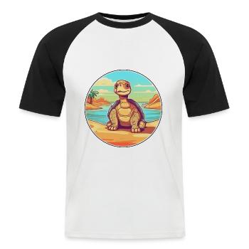 Schildkröte Aquarell Cartoon Kawaii Clipart Tier - Männer Baseball-T-Shirt - Weiß/Schwarz - Vorne - Nik (191cm)