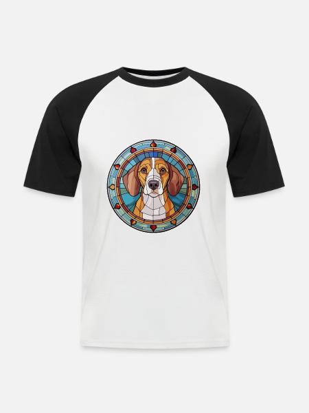 Serbisk trefarvet hund hund race farvet glas C - Kortærmet herre-baseballshirt - hvid/sort