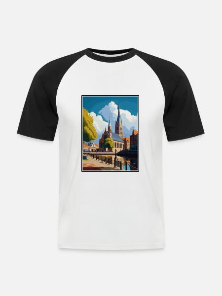 Roermond Nederland Vintage reizen Poster WPA kunst - Mannen baseballshirt korte mouw - wit/zwart