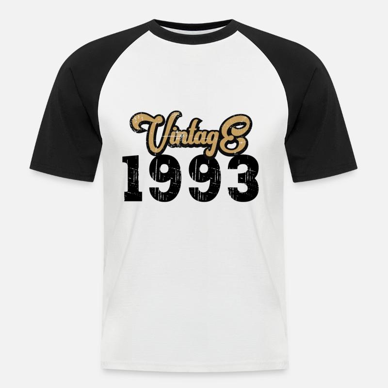 1993 30e anniversaire - T-shirt baseball manches courtes Homme - blanc/noir