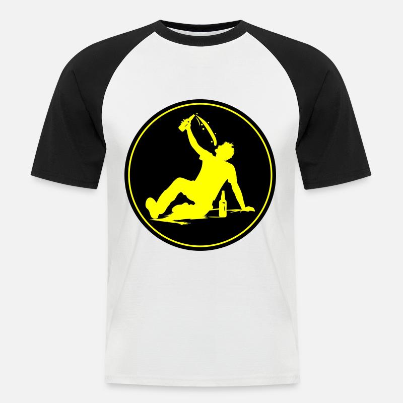 Drinking Bier Silhouette - Männer Baseball-T-Shirt - Weiß/Schwarz