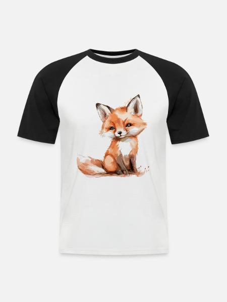 Babyfuchs, süßer kleiner Fuchs - Männer Baseball-T-Shirt - Weiß/Schwarz