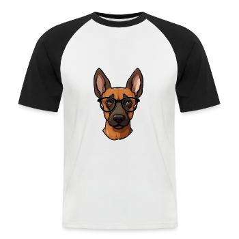 Belgian Malinois Dog Breed Watercolor Cartoon Kawa - Men's Baseball T-Shirt - white/black - Front - Nik (191cm)