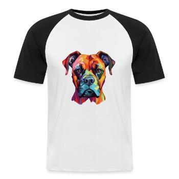 Boxer Dog Breed Watercolor Cartoon Kawaii Colorful - Men's Baseball T-Shirt - white/black - Front - Nik (191cm)