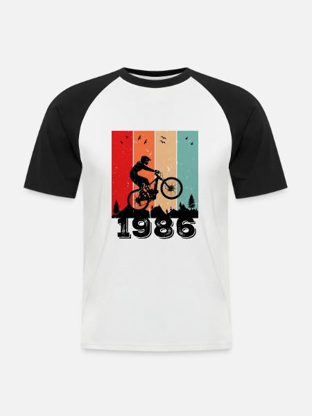 1986 Vintage 40 år - Kortermet baseball skjorte for menn - hvit/svart