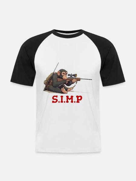 Monkey, meme, Sniper Rifle - Männer Baseball-T-Shirt - Weiß/Schwarz