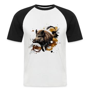Wild Boar, Colorful Watercolor - Men's Baseball T-Shirt - white/black - Front - Nik (191cm)