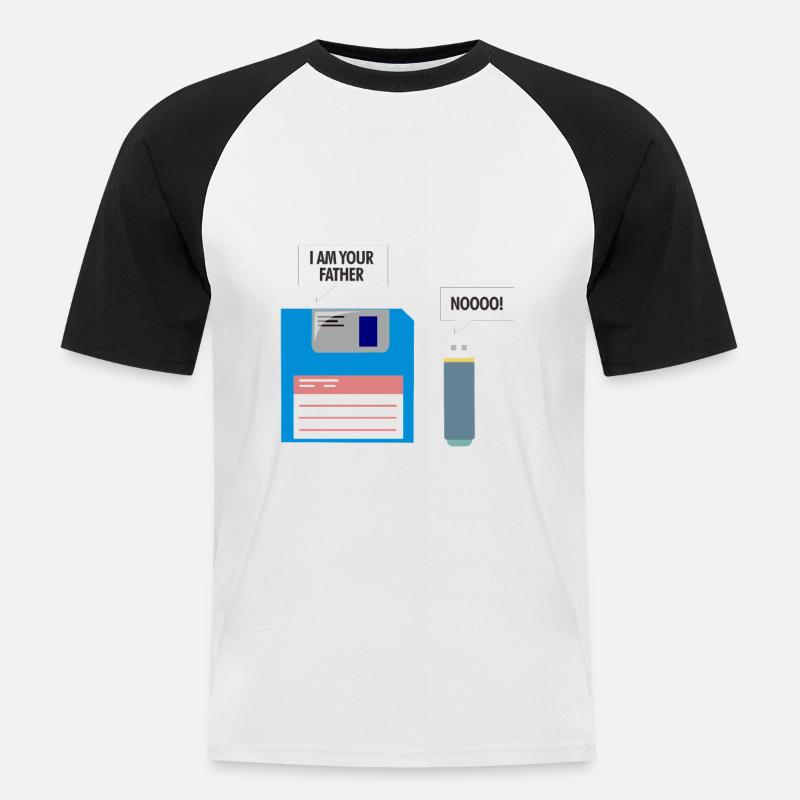 Diskette und USB - Männer Baseball-T-Shirt - Weiß/Schwarz