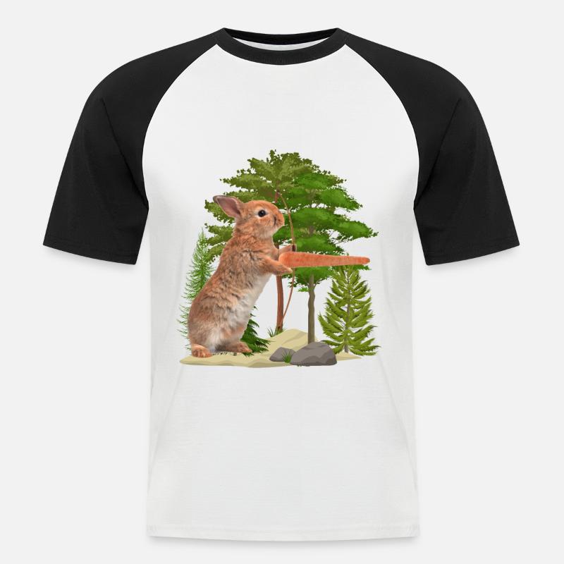 Hasen Jagd - Männer Baseball-T-Shirt - Weiß/Schwarz