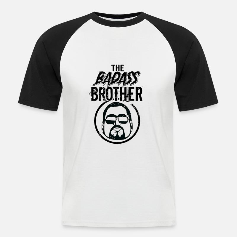 Der knallharte/coole Bruder - Männer Baseball-T-Shirt - Weiß/Schwarz