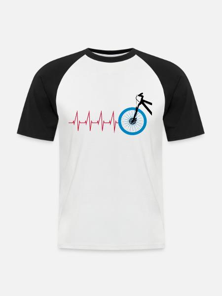 Heartbeat MTB - Men's Baseball T-Shirt - white/black