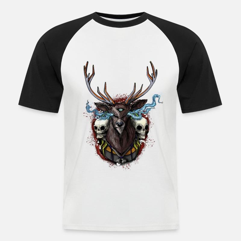 Deer - BONE SQL PRY - Men's Baseball T-Shirt - white/black