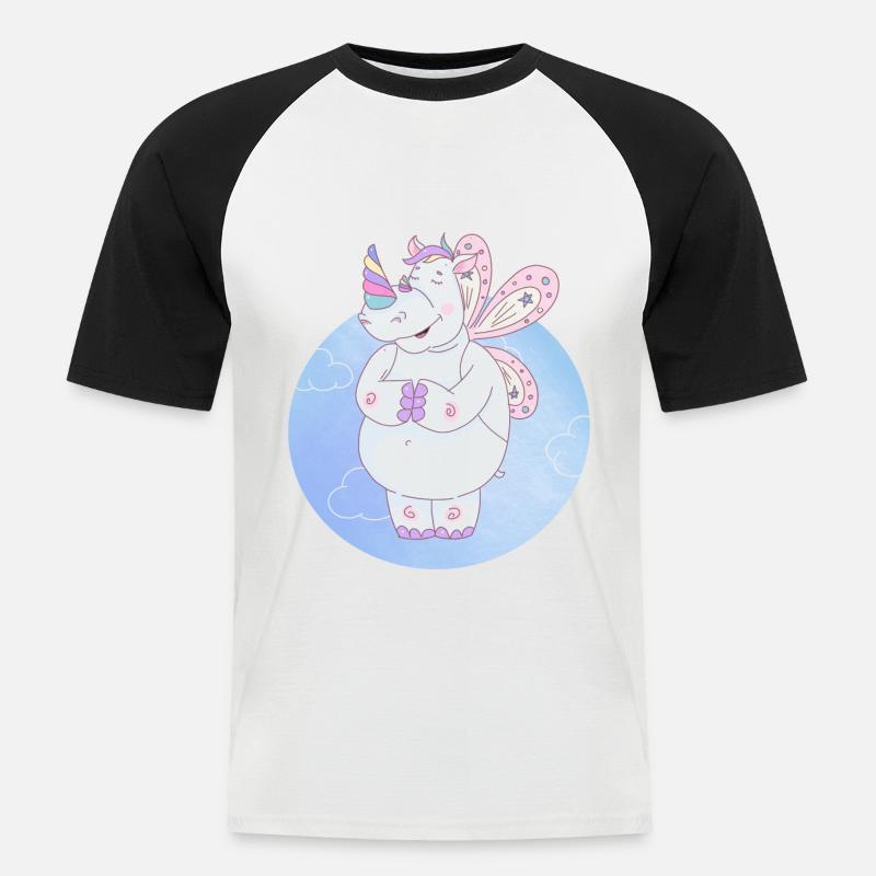 Nashorn einhorn - Männer Baseball-T-Shirt - Weiß/Schwarz
