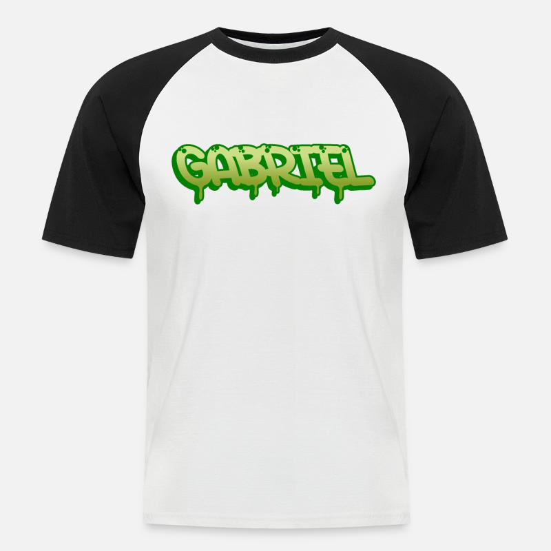 Graffiti nome Gabriel - Maglia da baseball a manica corta da uomo - bianco/nero