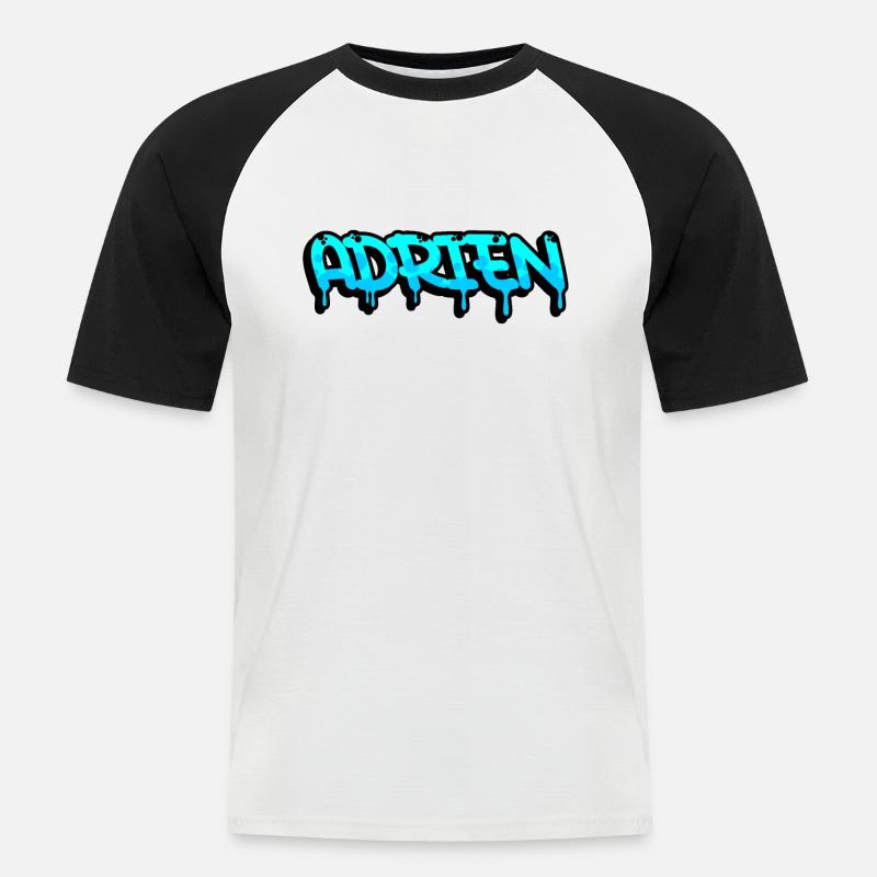 Graffiti Vorname Adrien - Männer Baseball-T-Shirt - Weiß/Schwarz