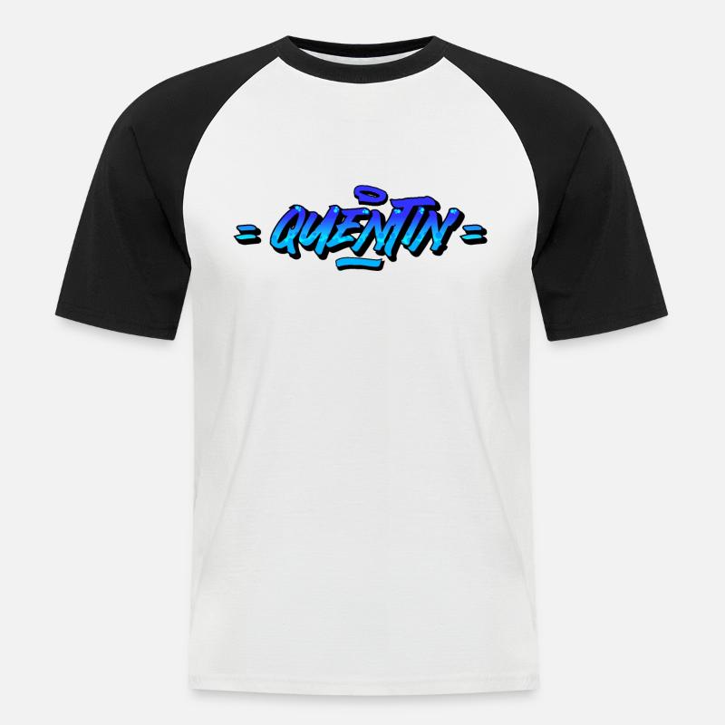 Graffiti Vorname Quentin - Männer Baseball-T-Shirt - Weiß/Schwarz
