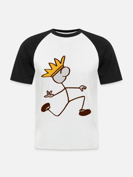 Strichmännchen - Männer Baseball-T-Shirt - Weiß/Schwarz