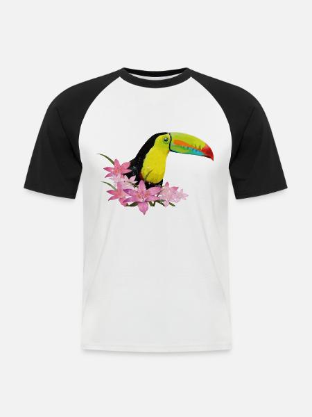 Green-billed toucan - Men's Baseball T-Shirt - white/black