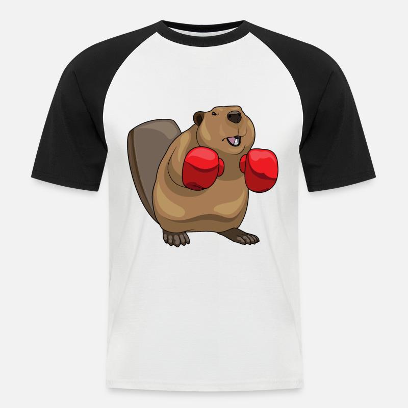 Biber Boxer Boxhandschuhe - Männer Baseball-T-Shirt - Weiß/Schwarz