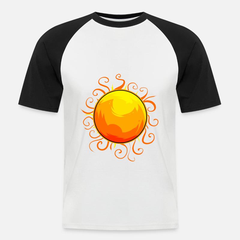 Sonne - Männer Baseball-T-Shirt - Weiß/Schwarz