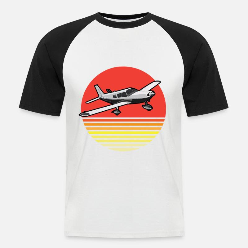Luftfahrt Piper Retro - Männer Baseball-T-Shirt - Weiß/Schwarz