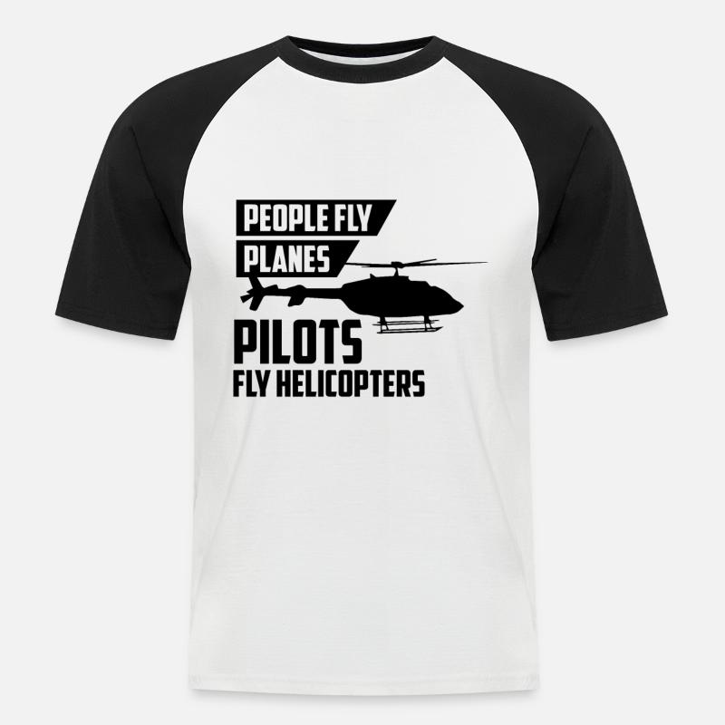 Helicopter Pilot - Männer Baseball-T-Shirt - Weiß/Schwarz