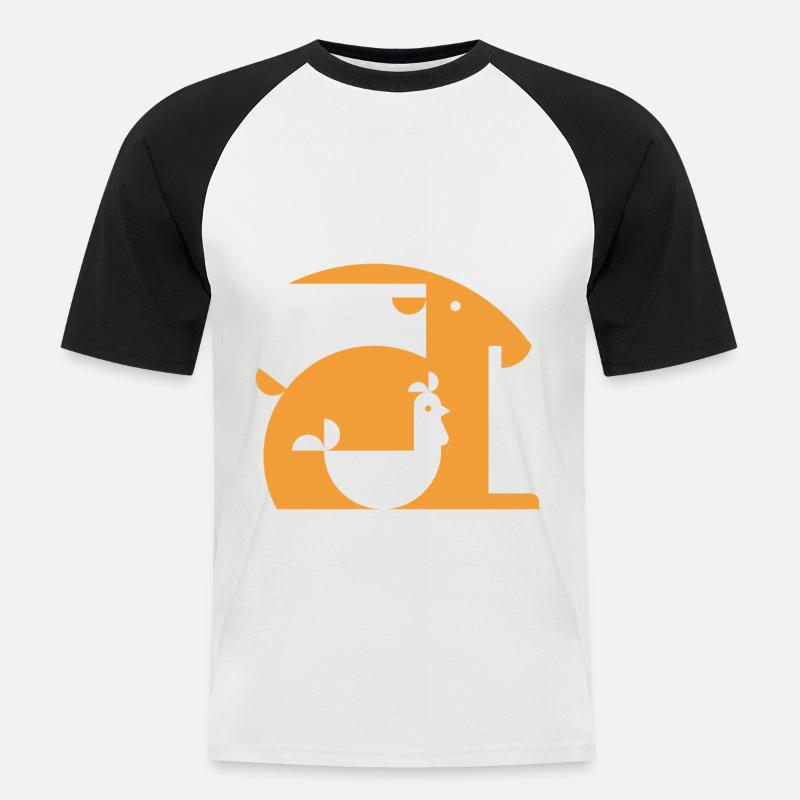 Ziege oder Hahn Illusion Optik Täuschung Geschenk - Männer Baseball-T-Shirt - Weiß/Schwarz