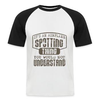 Plane Spotter - Männer Baseball-T-Shirt - Weiß/Schwarz - Vorne - Nik (191cm)