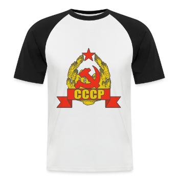 Communism USSR Communist flag - Men's Baseball T-Shirt - white/black - Front - Nik (191cm)