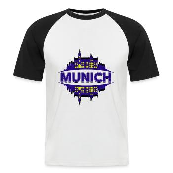 TRAVEL Munich - T-shirt baseball manches courtes Homme - blanc/noir - Devant - Nik (191cm)