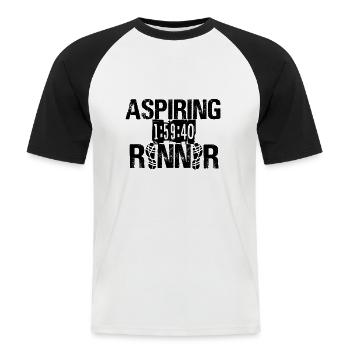 Aspiring 1:59:40 RUNNER - Men's Baseball T-Shirt - white/black - Front - Nik (191cm)