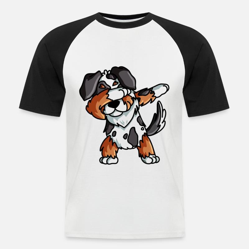 Australian Shepherd Geschenk Lustig - Männer Baseball-T-Shirt - Weiß/Schwarz