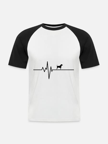 Chien de battement de coeur Chien de battement de coeur - T-shirt baseball manches courtes Homme - blanc/noir