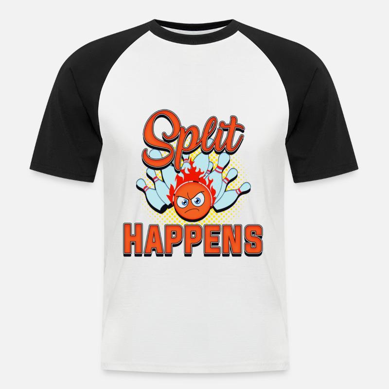 Bowling, Bowling split - Männer Baseball-T-Shirt - Weiß/Schwarz