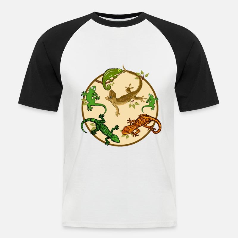 Gecko Eidechse - Männer Baseball-T-Shirt - Weiß/Schwarz