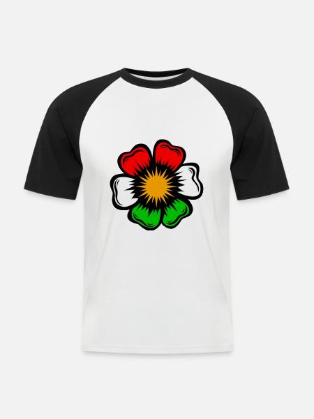 kurdistan flag kurdi azadi flower gül - Men's Baseball T-Shirt - white/black