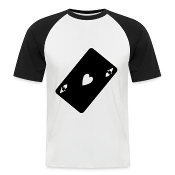 Coeur ace noir - T-shirt baseball manches courtes Homme - blanc/noir - Devant - Nik (191cm)