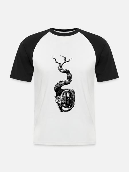Trompete - Männer Baseball-T-Shirt - Weiß/Schwarz