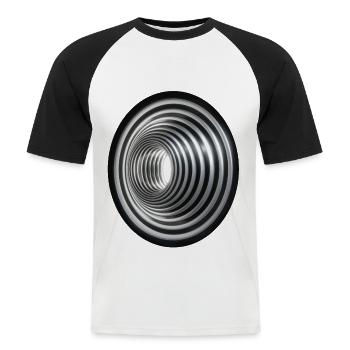 3D Vortex - Effect /3D Effekt Strudel Swirl Wirbel - Männer Baseball-T-Shirt - Weiß/Schwarz - Vorne - Nik (191cm)