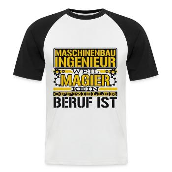 Maschinenbauer Techniker Maschinenbau Ingenieur - Männer Baseball-T-Shirt - Weiß/Schwarz - Vorne - Nik (191cm)