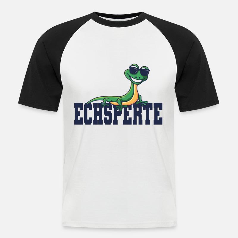 Echsperte Echspertin Eidechse Echse Reptilien - Männer Baseball-T-Shirt - Weiß/Schwarz