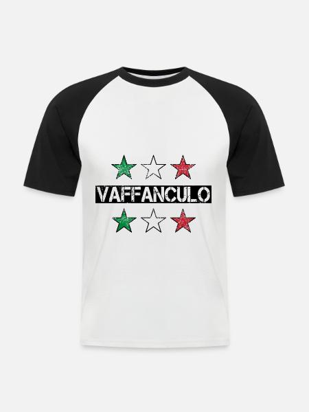 Vaffanculo italiensk ordsprog - gave til Italien - Kortærmet herre-baseballshirt - hvid/sort